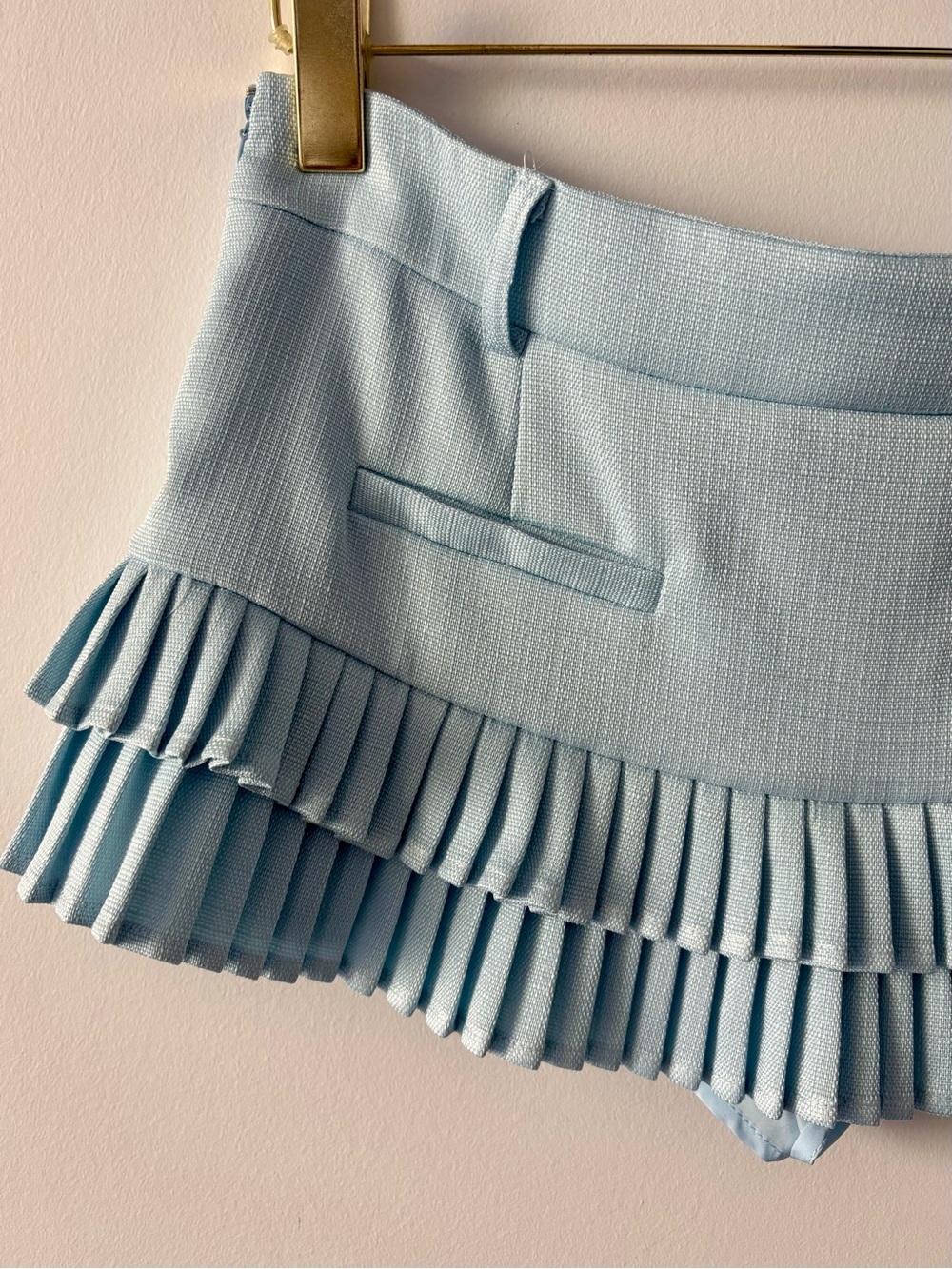 Lioness Double Ruffle Mini Skirt Skort in Light Blue - Y2K Tennis Skirt - Picture 5 of 6